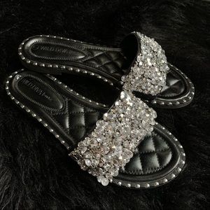 Sparkly Crystal Studded Slides size 7